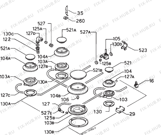 Взрыв-схема плиты (духовки) Zanussi Z140BI - Схема узла Functional parts 267